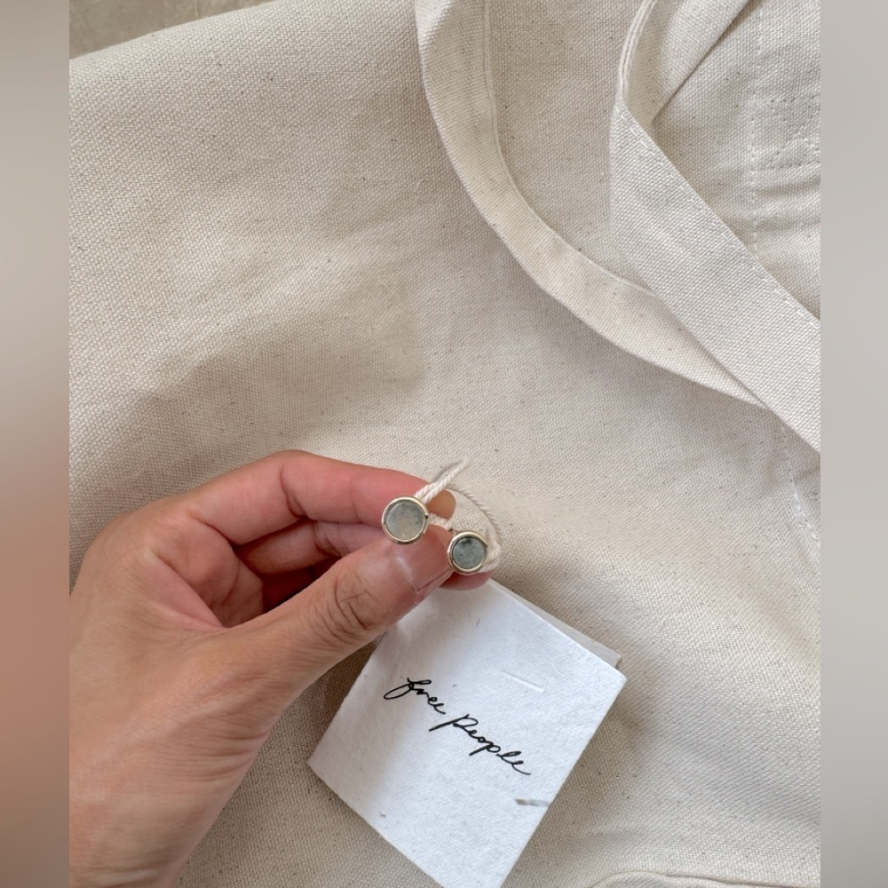 Free People Silver Ring with Pale Blue-Green Stones